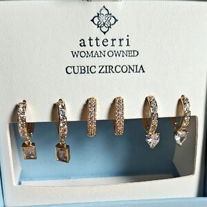 Atterri Gold Cubic Zirconia Earrings Trio